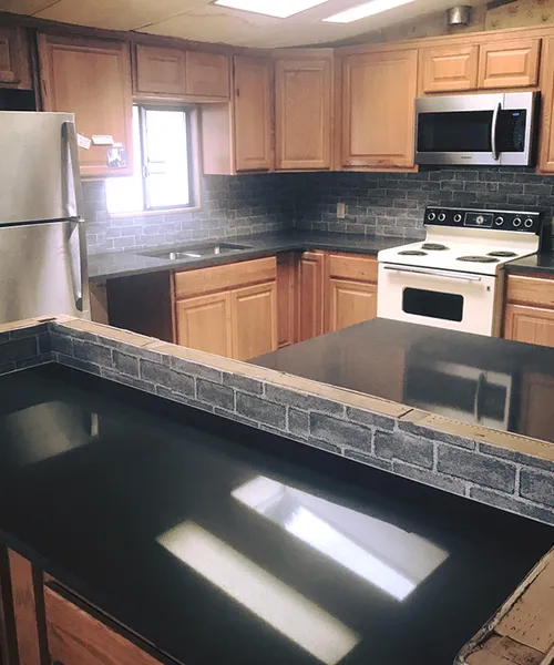 New cabinets, new countertops (shadow gray) & new tile in Everett 